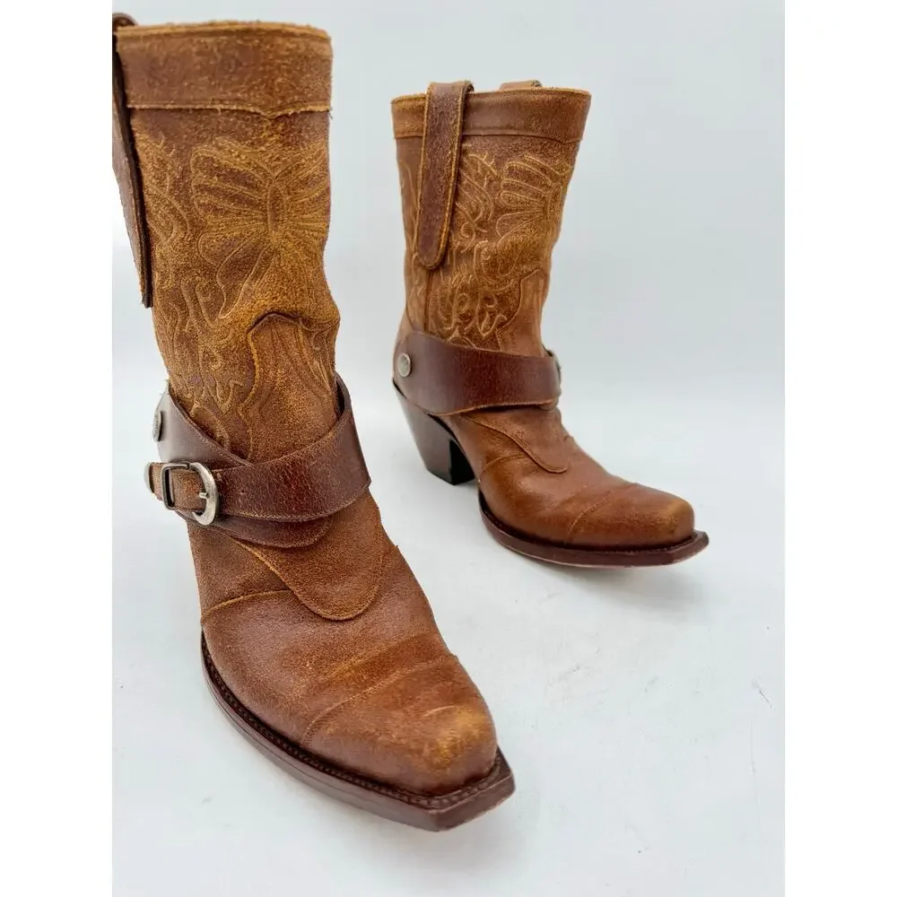Old Gringo Boots Womens 6.5 B Brown Leather Embroidered Harness Western Cowgirl